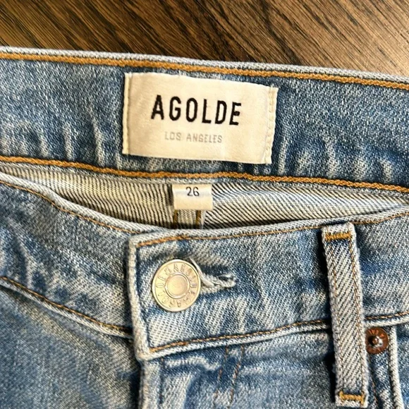Agolde Toni Pristine Blue Mid Rise Straight Leg Jeans Women’s Size 26 - Picture 4 of 12
